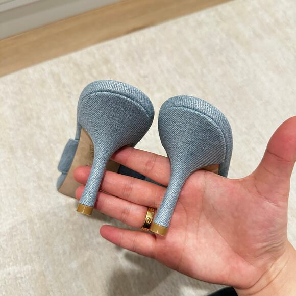 Stuart Weitzman Carmen 75 Slide Sandals in Blue Denim Size 10 - Picture 4 of 7